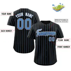 Black Powder Blue-White Stripe Fashion Baseball Jersey 2