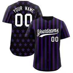 Black Purple American Flag Graffiti Baseball Jersey