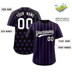 Black Purple American Flag Graffiti Baseball Jersey 2