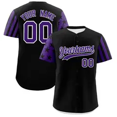 Black Purple American Flag Raglan Baseball Jersey 1