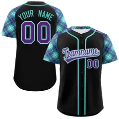 Black Purple Bright Green Raglan Baseball Jersey 1
