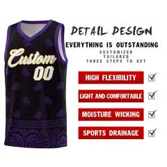 Black Purple Cashew Pattern Sports Basketball Jersey 2