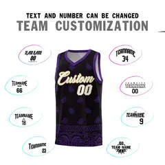 Black Purple Cashew Pattern Sports Basketball Jersey 4