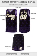 Black Purple Cashew Pattern Sports Basketball Jersey 5
