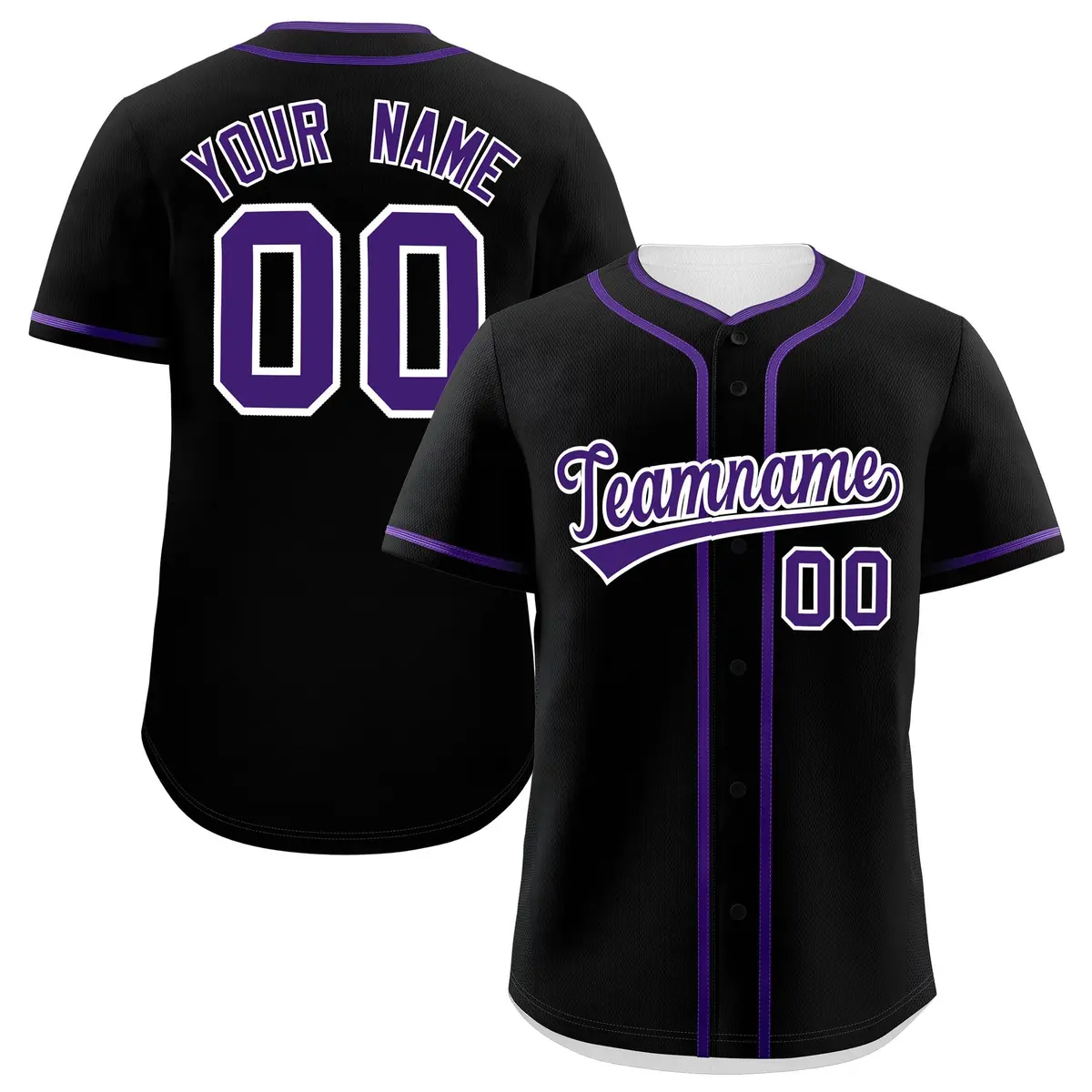 Black Purple Classic Authentic Baseball Jersey