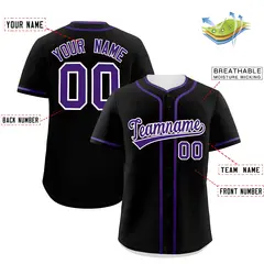 Black Purple Classic Authentic Baseball Jersey 2