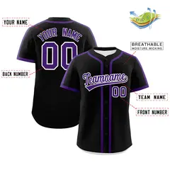 Black Purple Classic Authentic Baseball Jersey 2