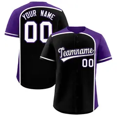 Black Purple Color Block Authentic Baseball Jersey 1