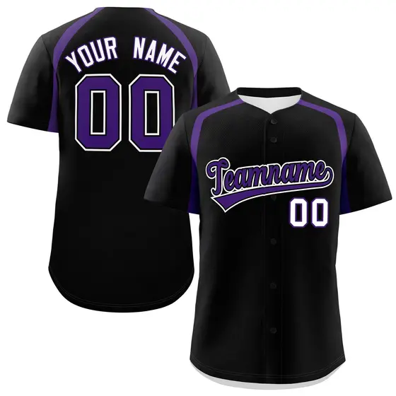 Black Purple Color Block Authentic Baseball Jersey