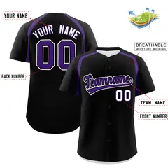 Black Purple Color Block Authentic Baseball Jersey 2
