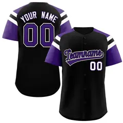 Black Purple Contrast Raglan Baseball Jersey 1