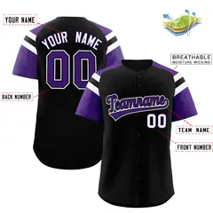 Black Purple Contrast Raglan Baseball Jersey 2