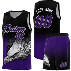 Black Purple Eagle Graffiti Pattern Basketball Jersey