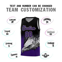 Black Purple Eagle Graffiti Pattern Basketball Jersey 2
