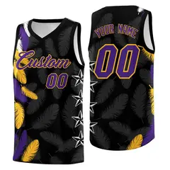 Black Purple Feather Series Graffiti Pattern Basketball Jersey 1