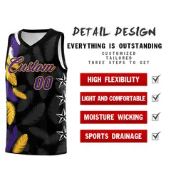 Black Purple Feather Series Graffiti Pattern Basketball Jersey 2
