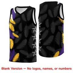 Black Purple Feather Series Graffiti Pattern Basketball Jersey 6