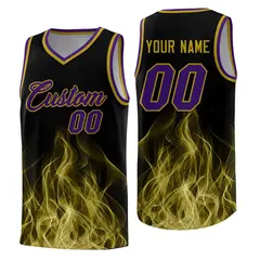 Black Purple Flame Graffiti Pattern Basketball Jersey 1