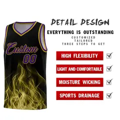 Black Purple Flame Graffiti Pattern Basketball Jersey 2