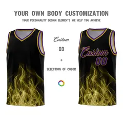 Black Purple Flame Graffiti Pattern Basketball Jersey 3