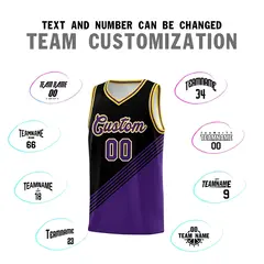 Black Purple Gold Diagonal Stripes Color Block Basketball Jersey 4