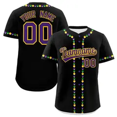 Black Purple Gold Graffiti Mardi Gras Baseball Jersey