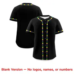Black Purple Gold Graffiti Mardi Gras Baseball Jersey 2