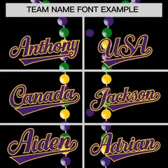 Black Purple Gold Graffiti Mardi Gras Baseball Jersey 4