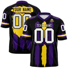 Black Purple Gold Graffiti Pattern Flag Football Jersey