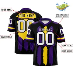 Black Purple Gold Graffiti Pattern Flag Football Jersey 2