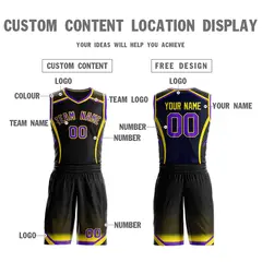 Black Purple-Gold Graffiti Points Element Basketball Jersey 3