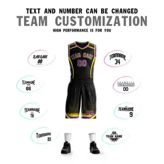 Black Purple-Gold Graffiti Points Element Basketball Jersey 4