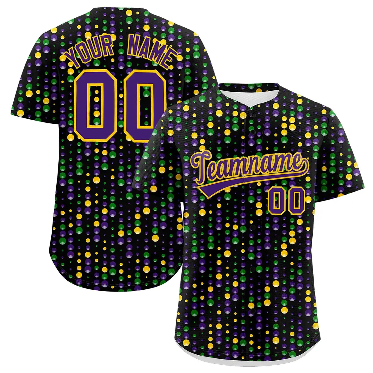 Black Purple Gold Mardi Gras Authentic Baseball Jersey