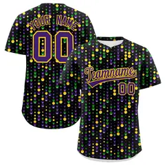 Black Purple Gold Mardi Gras Authentic Baseball Jersey