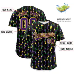 Black Purple Gold Mardi Gras Authentic Baseball Jersey 3