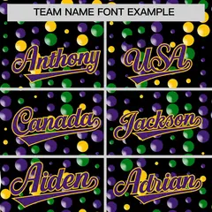 Black Purple Gold Mardi Gras Authentic Baseball Jersey 4