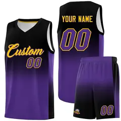 Black Purple Gradient Basketball Jersey Sets