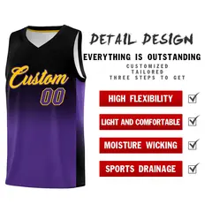 Black Purple Gradient Basketball Jersey Sets 2