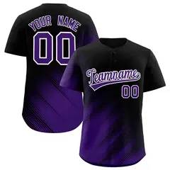 Black Purple Gradient Diagonal Stripe Baseball Jersey