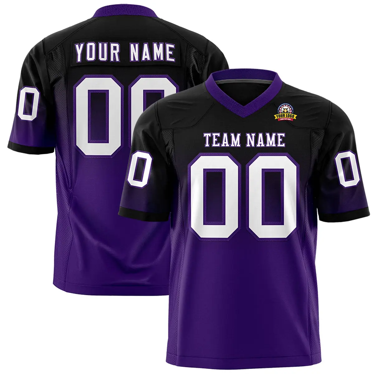 Black Purple Gradient Fashion Authentic Football Jersey