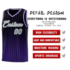 Black Purple Gradient Stripe Fashion Basketball Jersey 2