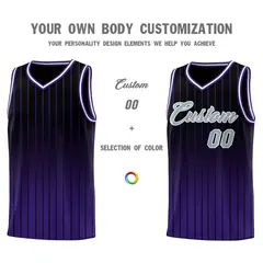 Black Purple Gradient Stripe Fashion Basketball Jersey 3