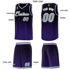 Black Purple Gradient Stripe Fashion Basketball Jersey 5