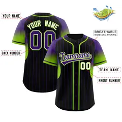 Black Purple Gradient Stripe Fashion Sleeves Baseball Jersey 2