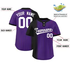 Black Purple Gradient Stripe Two-Button Softball Jersey 2
