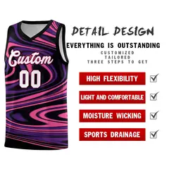 Black Purple Graffiti Fluids Style Basketball Jersey Sets 2