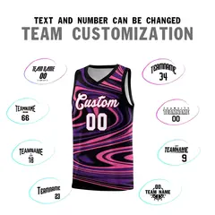 Black Purple Graffiti Fluids Style Basketball Jersey Sets 4