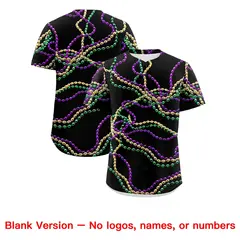 Black Purple Graffiti Mardi Gras Authentic Baseball Jersey 2