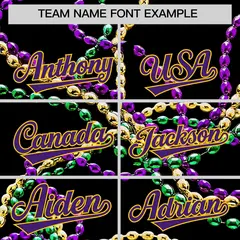 Black Purple Graffiti Mardi Gras Authentic Baseball Jersey 4