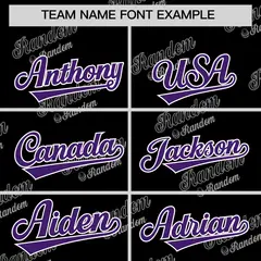Black Purple Graffiti Text Full Button Baseball Jersey 3